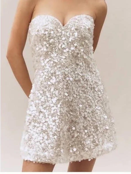 Heisi Mimi Sequin Strapless Dress From Anthropologie Weddings | Size Small